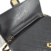 Chanel 2000-2001 Black Lambskin Turnlock Medium Half Flap Bag