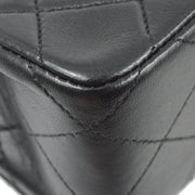 Chanel 1994-1996 Black Lambskin Turnlock Mini Full Flap Shoulder Bag