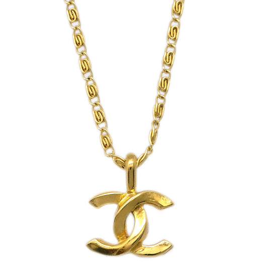 Chanel Mini CC Chain Pendant Necklace Gold 1982