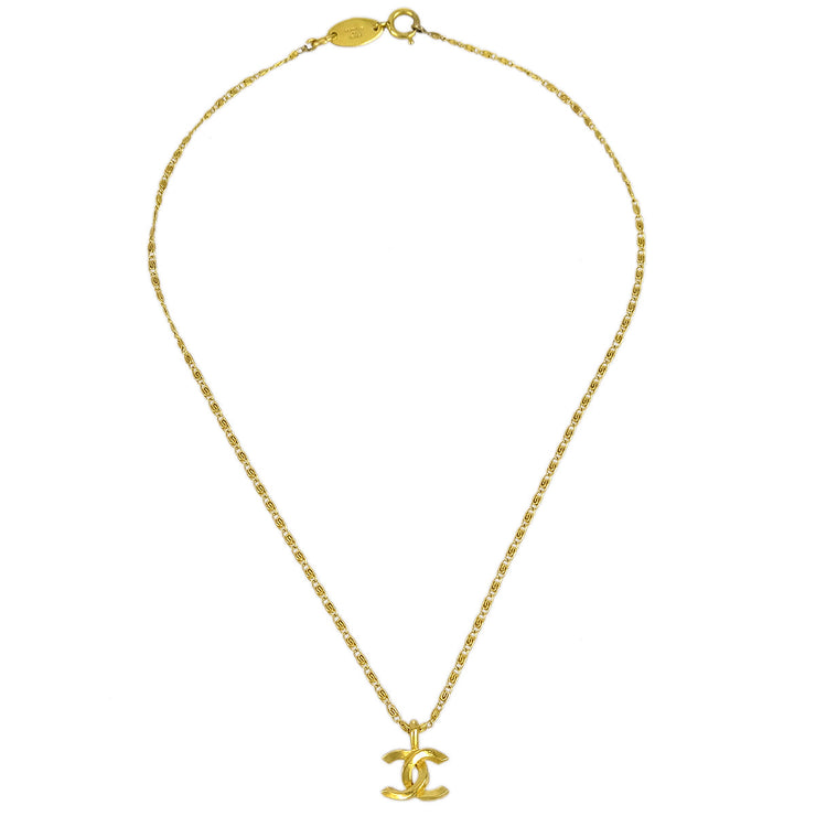 Chanel Mini CC Chain Pendant Necklace Gold 1982
