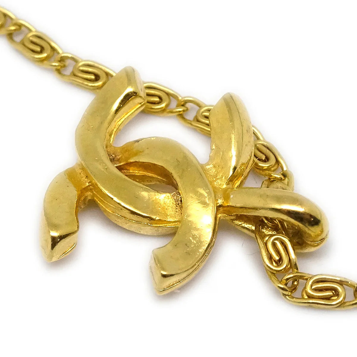 Chanel Mini CC Chain Pendant Necklace Gold 1982