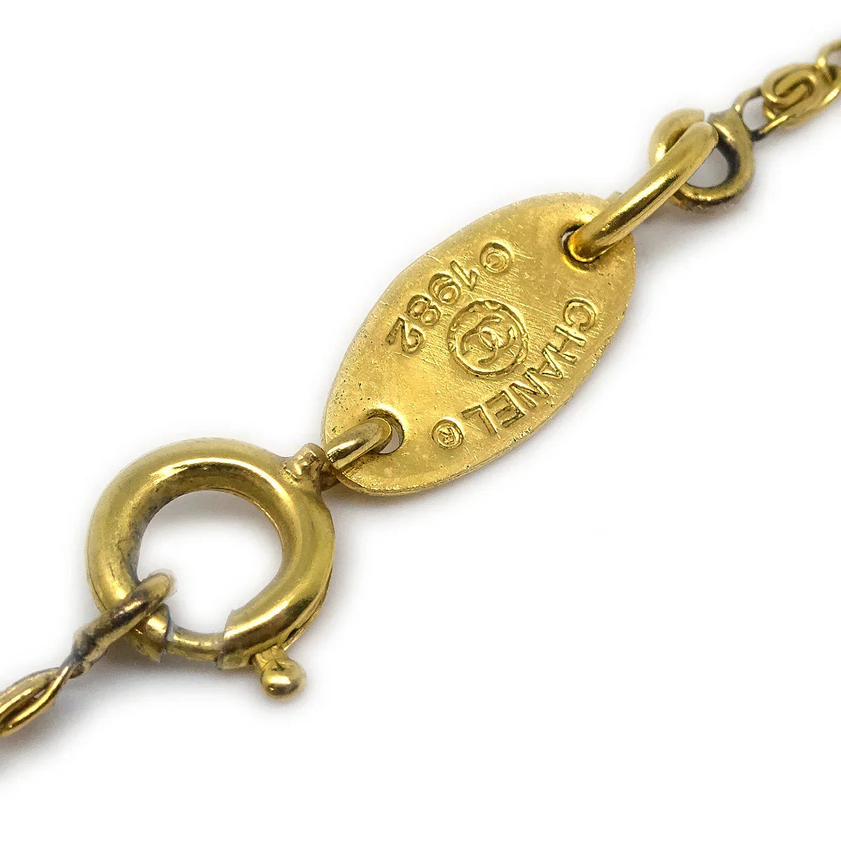 Chanel Mini CC Chain Pendant Necklace Gold 1982