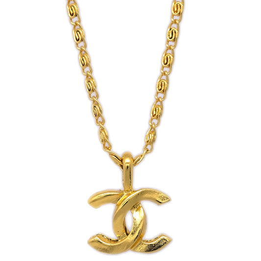 Chanel Mini CC Chain Pendant Necklace Gold 1982