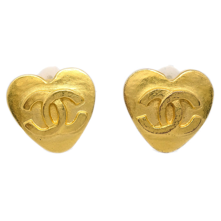 Chanel Heart Earrings Gold 95P