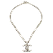 Chanel Turnlock Chain Necklace Silver 96P