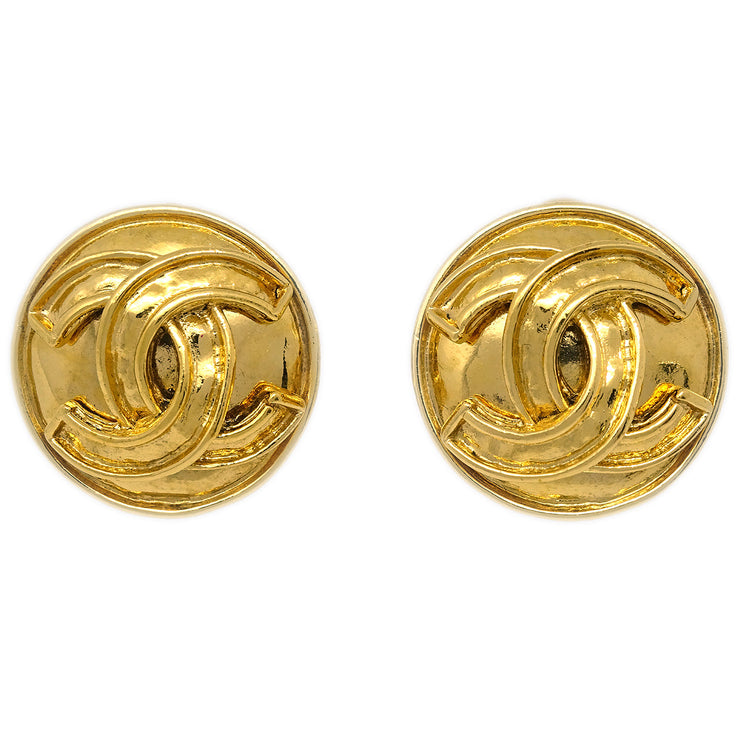 Chanel Button Earrings Gold 94P