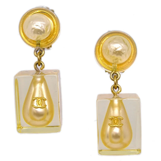 Chanel Artificial Pearl Dangle Earrings 97P