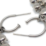 Chanel Dangle Pierced Earrings Rhinestone Silver A12V