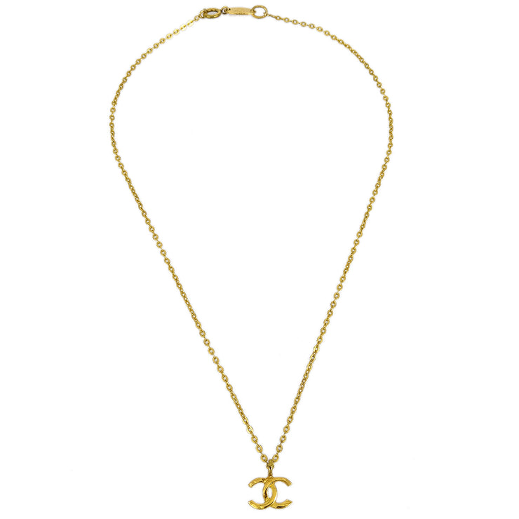 Chanel Mini CC Chain Pendant Necklace Gold 376