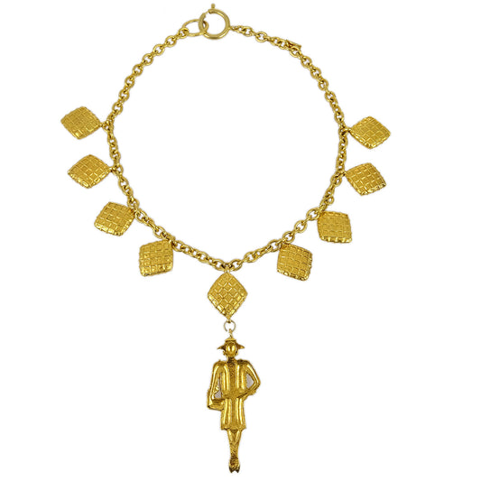 Chanel Mademoiselle Gold Chain Pendant Necklace