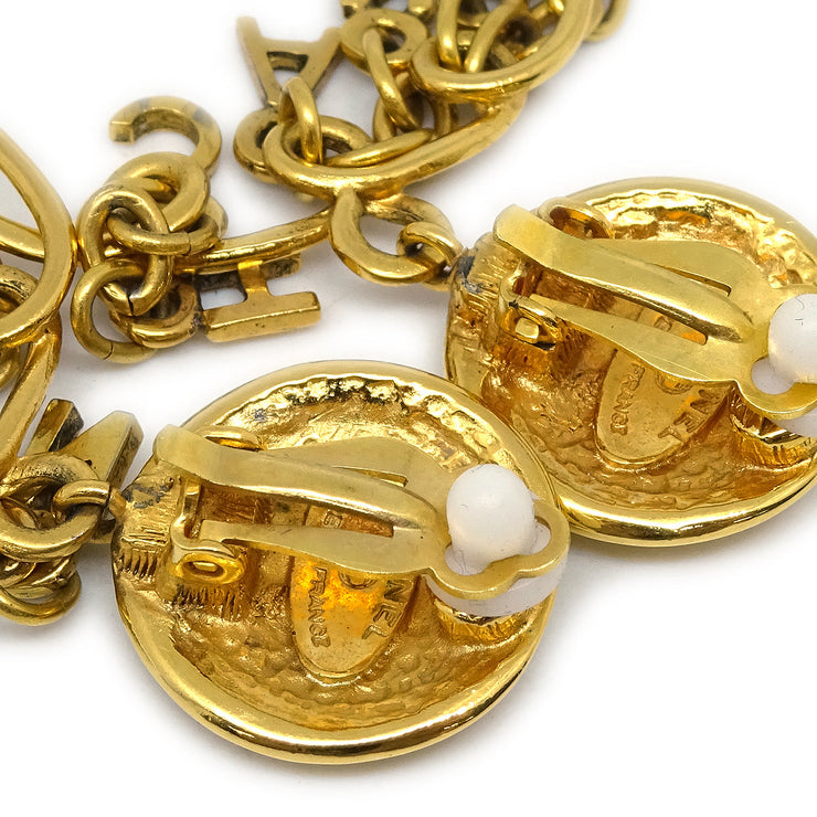 Chanel Dangle Hoop Earrings Gold