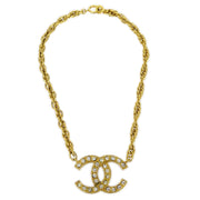 Chanel Gold CC Faux Crystal Pendant Necklace
