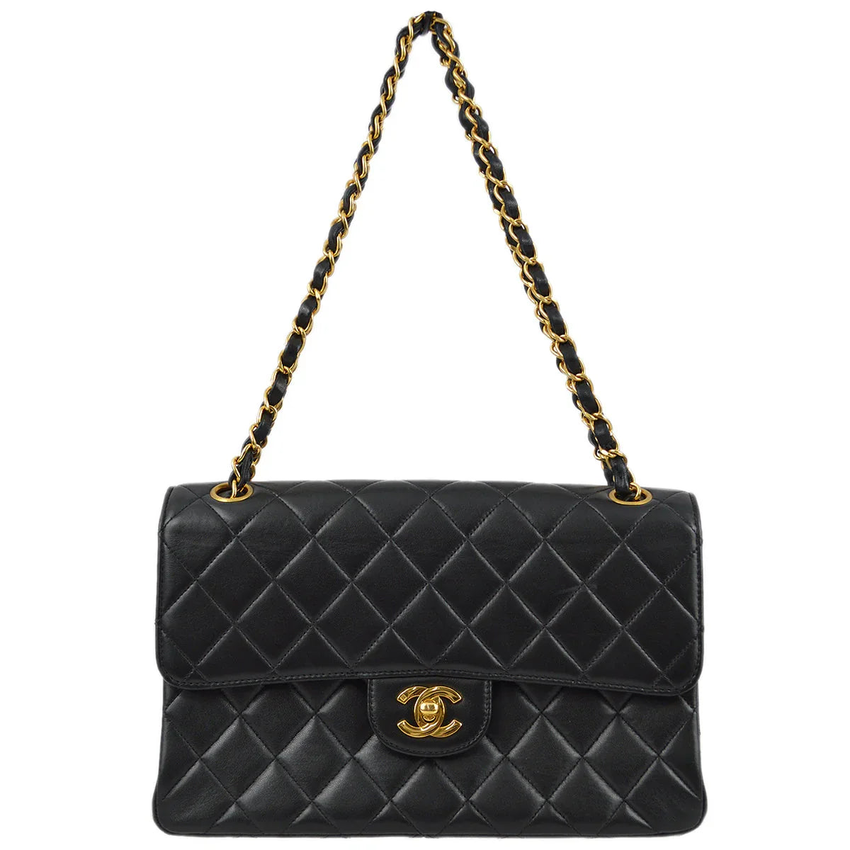 Chanel 1994-1996 Black Lambskin Medium Double Sided Classic Flap Bag