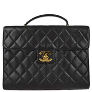 Chanel 1994-1996 Black Lambskin Briefcase Business Handbag