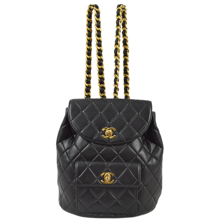 Chanel 1996-1997 Black Lambskin Large Duma Backpack