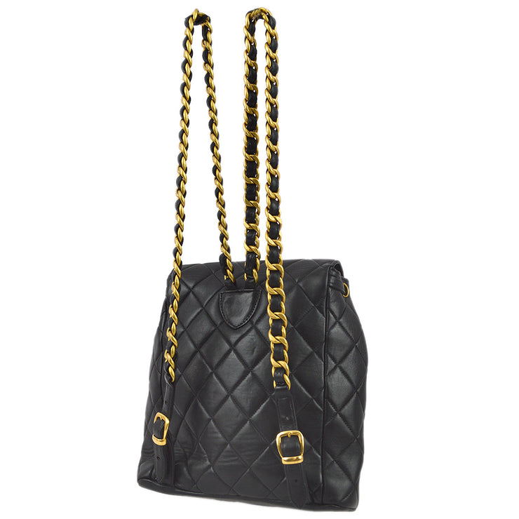 Chanel 1996-1997 Black Lambskin Large Duma Backpack