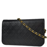 Chanel 1994-1996 Black Lambskin Pushlock Small Full Flap Bag