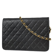 Chanel 1997-1999 Black Lambskin Pushlock Medium Half Flap Shoulder Bag