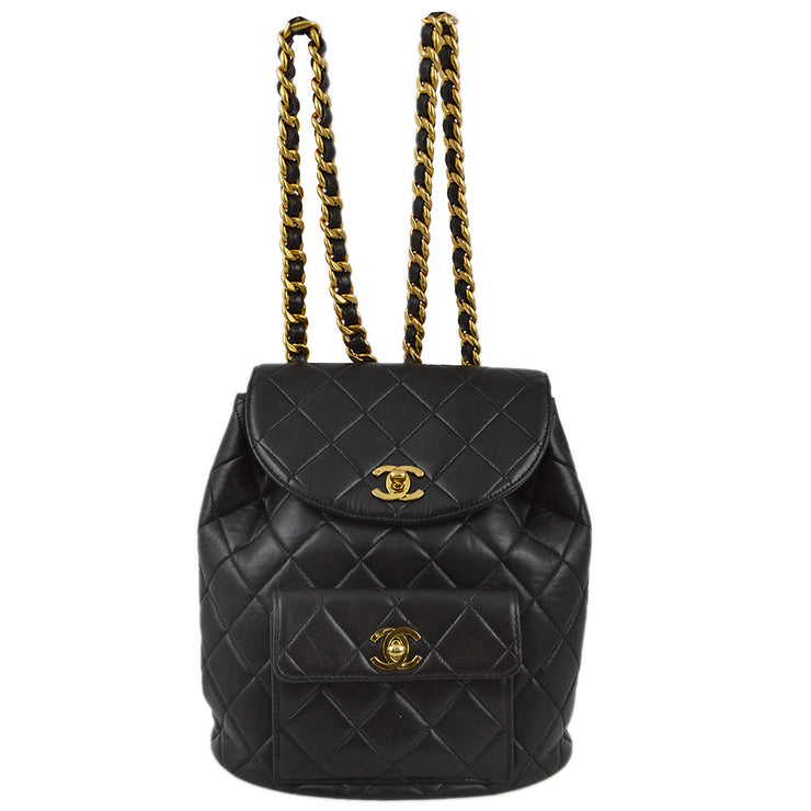 Chanel 1994-1996 Black Lambskin Large Duma Backpack