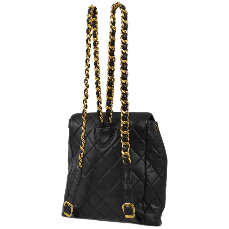 Chanel 1994-1996 Black Lambskin Large Duma Backpack