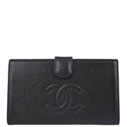 Chanel 2004-2005 Black Caviar Timeless Long Wallet