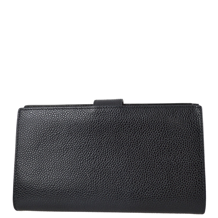 Chanel 2004-2005 Black Caviar Timeless Long Wallet