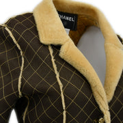 Chanel 2001 fall diamond-quilted shearling coat #36