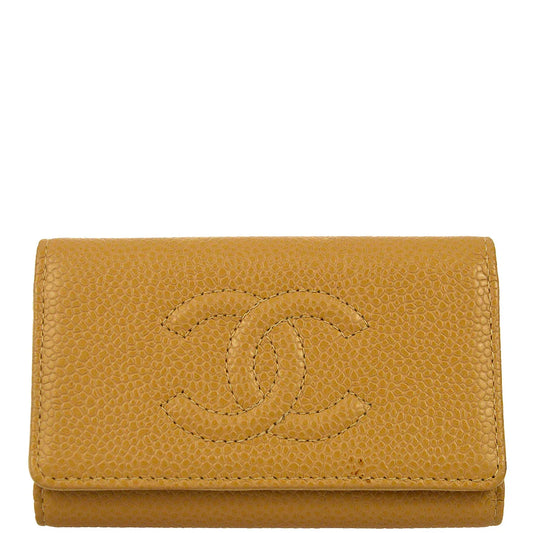 Chanel 2003-2004 Beige Caviar Key Case Small Good