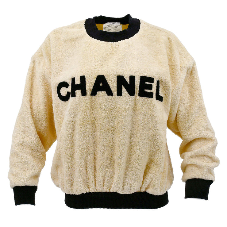 Chanel Spring 1993 logo-appliqué cotton brushed sweatshirt #40