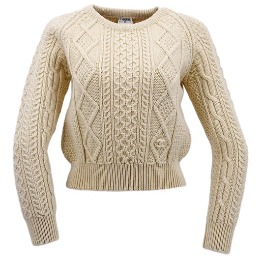 Chanel 1996 Fall Wool Fisherman Knit Jumper #44