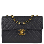 Chanel 1991-1994 Black Lambskin Maxi Classic Flap Bag