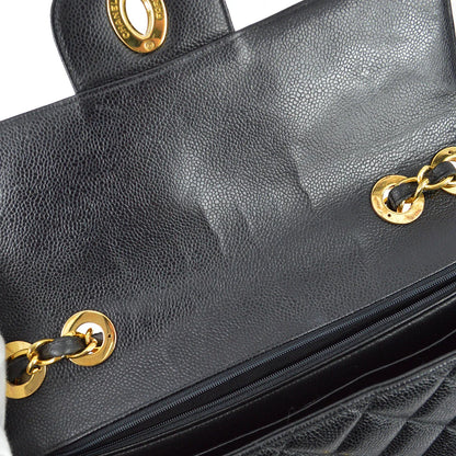 Chanel 1994-1996 Black Caviar Jumbo Classic Flap Bag