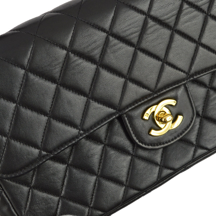 Chanel 1991-1994 Black Lambskin Medium Classic Flap Handbag