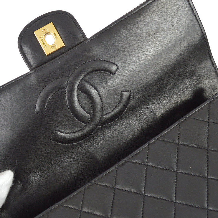 Chanel 1991-1994 Black Lambskin Medium Classic Flap Handbag