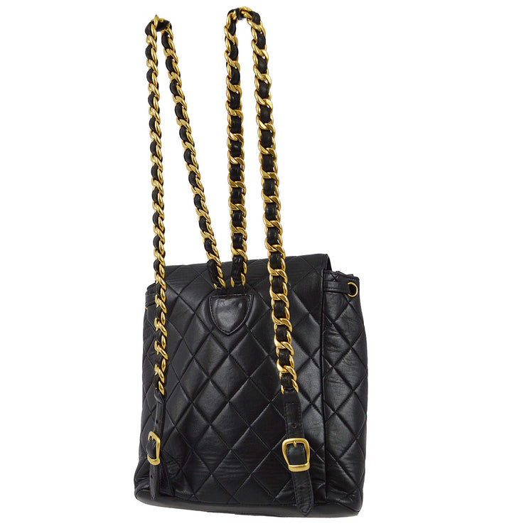 Chanel 1994-1996 Black Lambskin Large Duma Backpack