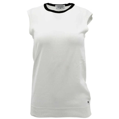 Chanel 1996 Spring Contrast Trim Cotton Sleeveless Top #40