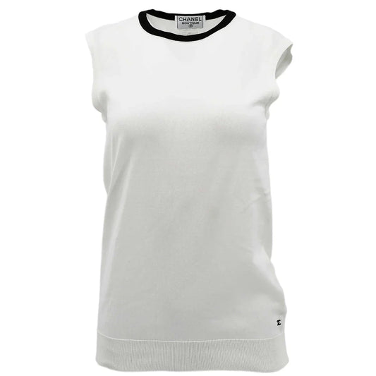 Chanel 1996 Spring Contrast Trim Cotton Sleeveless Top #40