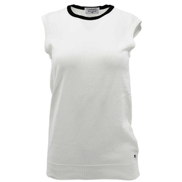 Chanel 1996 spring contrast-trim cotton sleeveless top #40