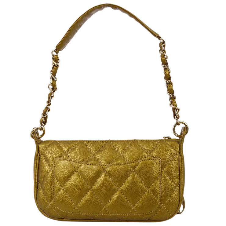 Chanel 2004-2005 Gold Caviar Chain Handbag