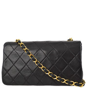 Chanel 1989-1991 Black Lambskin Turnlock Mini Full Flap Bag