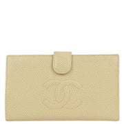 Chanel 2000-2001 Ivory Caviar Bifold Long Wallet Purse