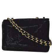 Chanel 1994-1996 Black Velvet Jumbo Mademoiselle Classic Flap Shoulder Bag