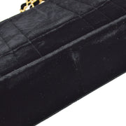 Chanel 1994-1996 Black Velvet Jumbo Mademoiselle Classic Flap Shoulder Bag