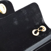 Chanel 1994-1996 Black Velvet Jumbo Mademoiselle Classic Flap Shoulder Bag