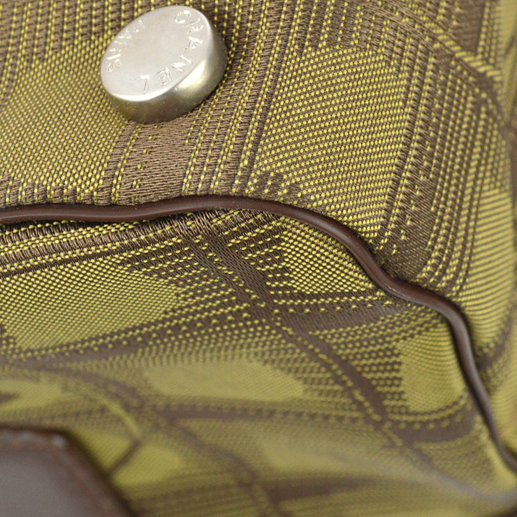 Chanel 2001-2003 Green Brown Jacquard Nylon New Travel Line Handbag