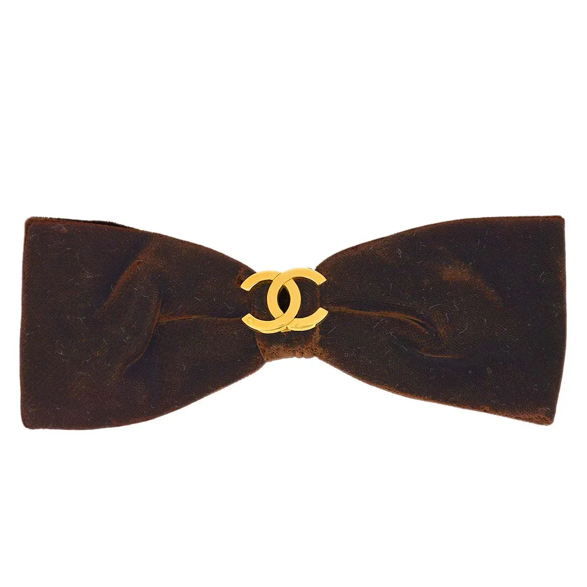 Chanel Brown Velvet Bow Hair Barrette