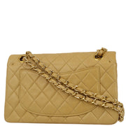 Chanel 2000-2001 Beige Lambskin Small Classic Double Flap Shoulder Bag