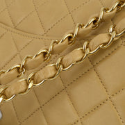 Chanel 2000-2001 Beige Lambskin Small Classic Double Flap Shoulder Bag