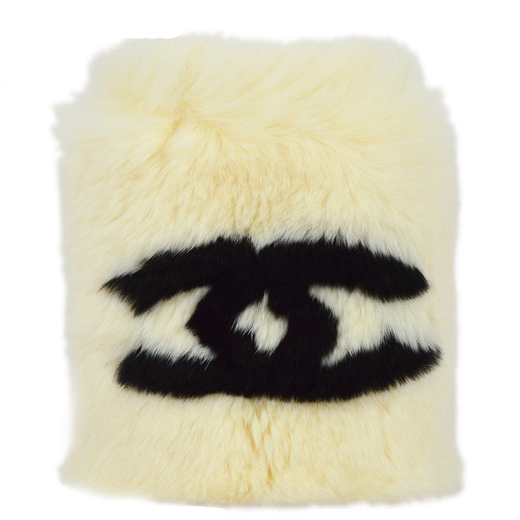 Chanel White Fur Bracelet Bangle Wristband