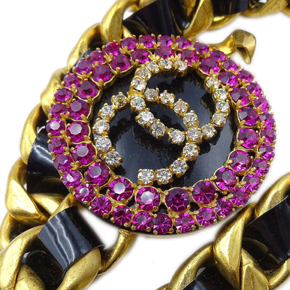 Chanel * Gold Chain Belt Rhinestones 95P Small Good